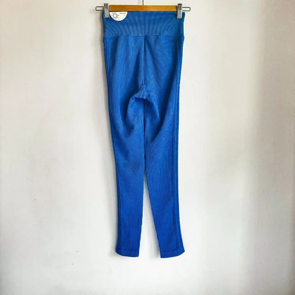 Offline by Aerie Seamless 7/8 Ribbed Leggings Blue Side Braided Detail S - Picture 10 of 13